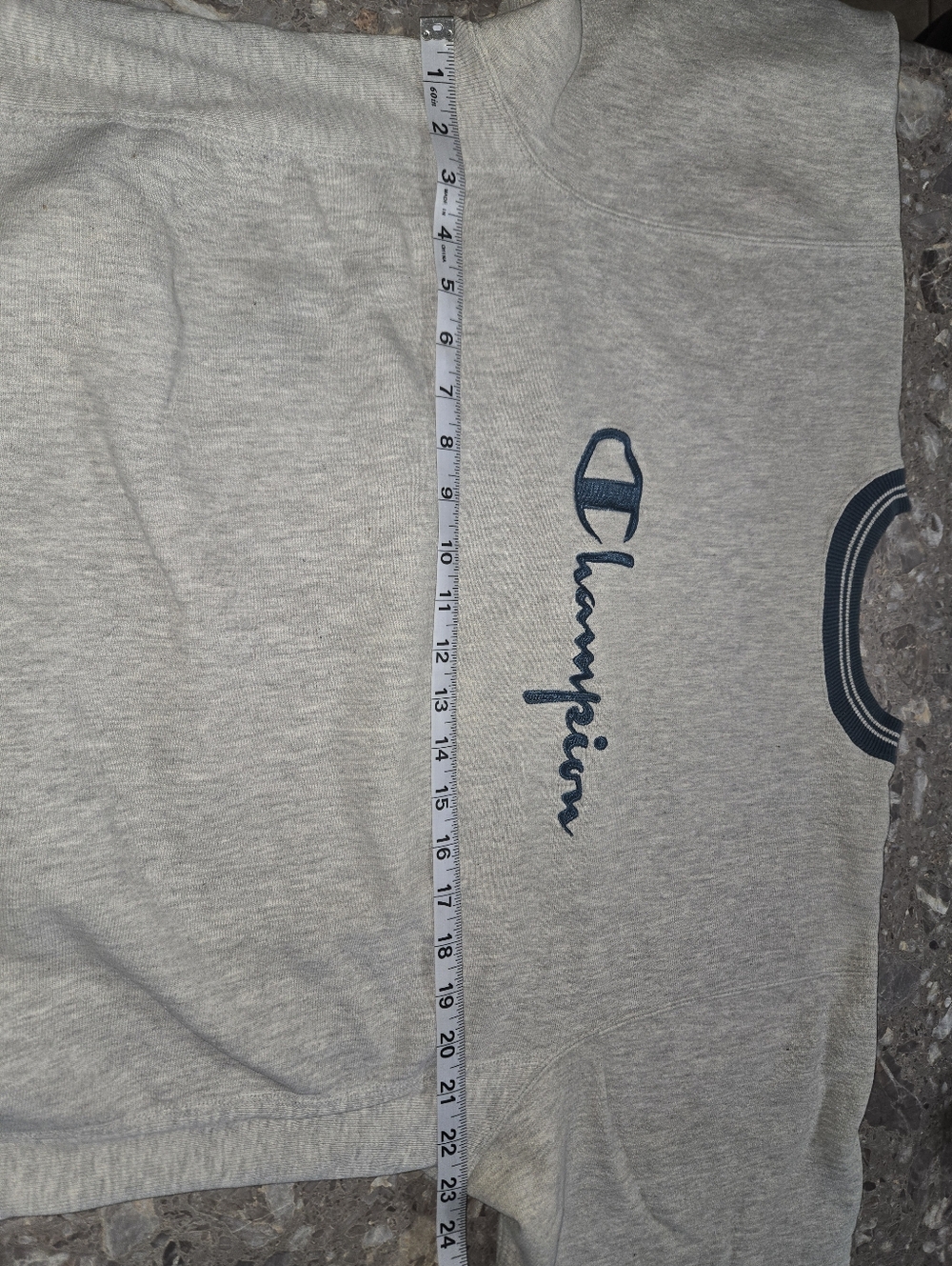 GUC- Champion Light Gray Crewneck Sweater with Teal Accents - Picture 7 of 7